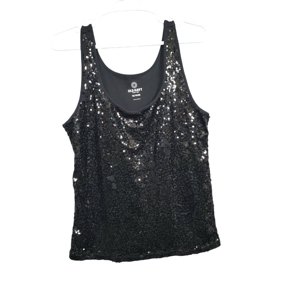Old Navy Womens XXL Top Tank Sequin Scoop Sparkly Party Wear Lightweight Layer - Picture 2 of 10
